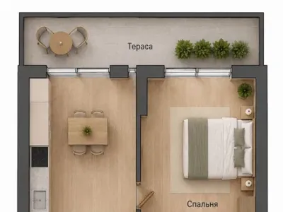 1-кімнатна квартира 45 м²  + підземний паркінг, фото 2